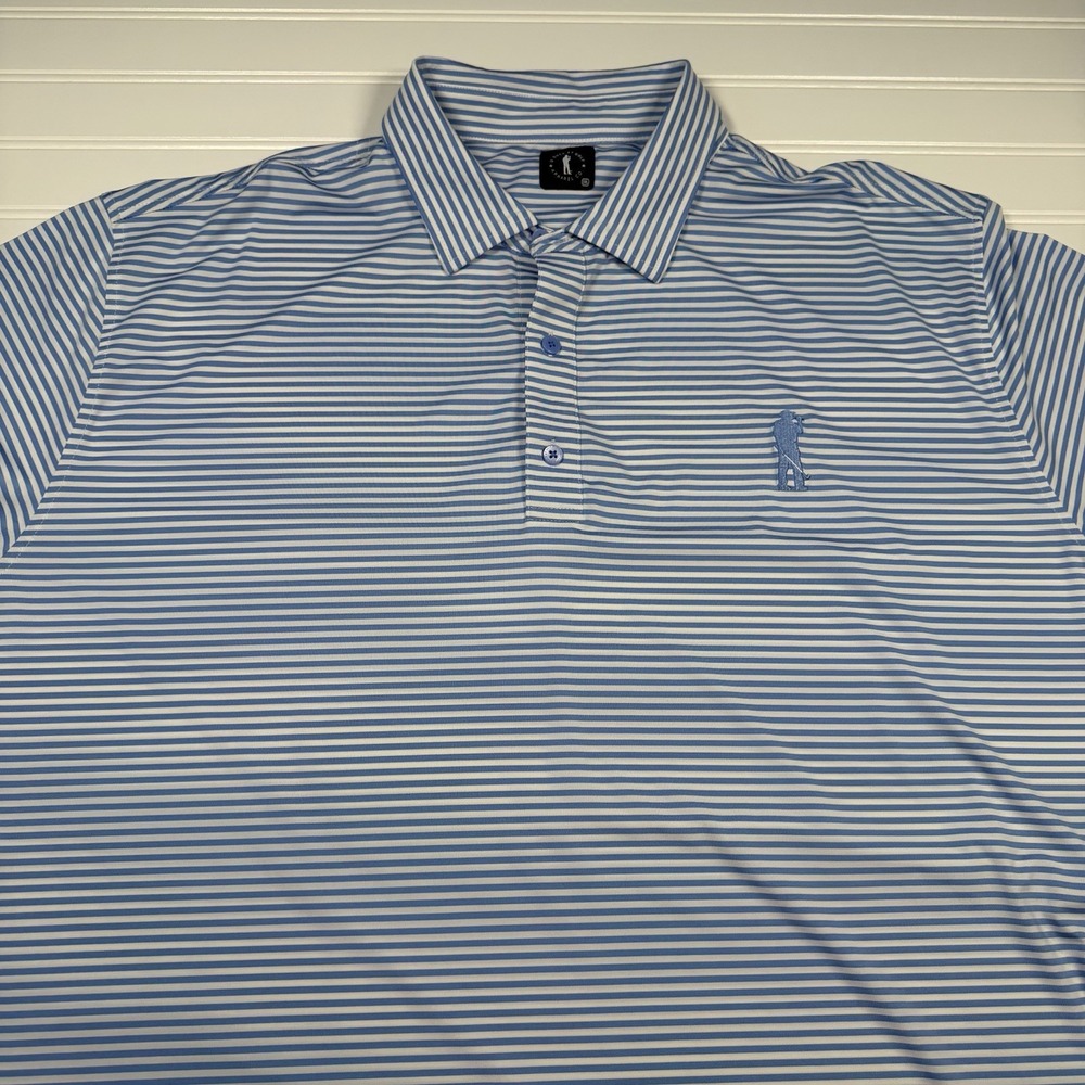 U Suck At Golf Short Sleeve Polo Men's 3XL Blue White‎ Striped GUC